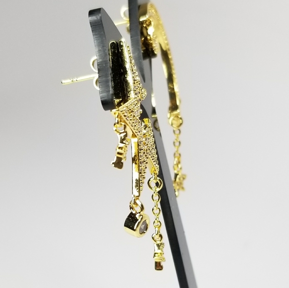 NWT Pave CZ Moon and Star Earrings - Picture 6 of 11